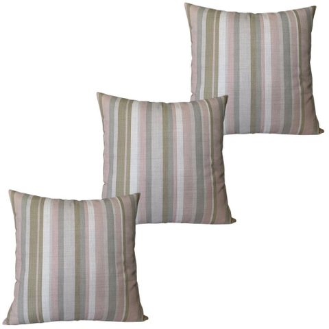 Almofadas Cheias Impermeável Estampa Digital 100% Algodão Kit 3 43CMX43CM:Listrada