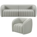 Ver imagem 1 de Kit Sofá 4 Lugares para Sala 252cm com 01 Poltrona Lazio M03 Veludo Creme - Lyam Decor