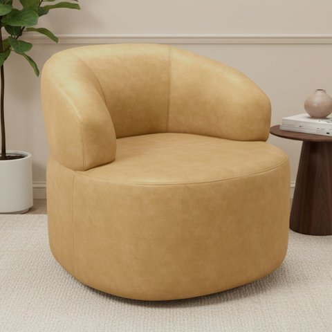 Poltrona Giratória Orgânica para Sala de Estar Living Helena L02 Couríssimo Fendi - Lyam Decor
