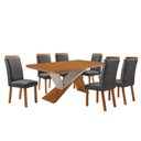 Ver imagem 4 de Conjunto de Jantar Yasmin 6 Cadeiras Lorena Tampo MDF Linho Grafite e Off White 180cm Moderna