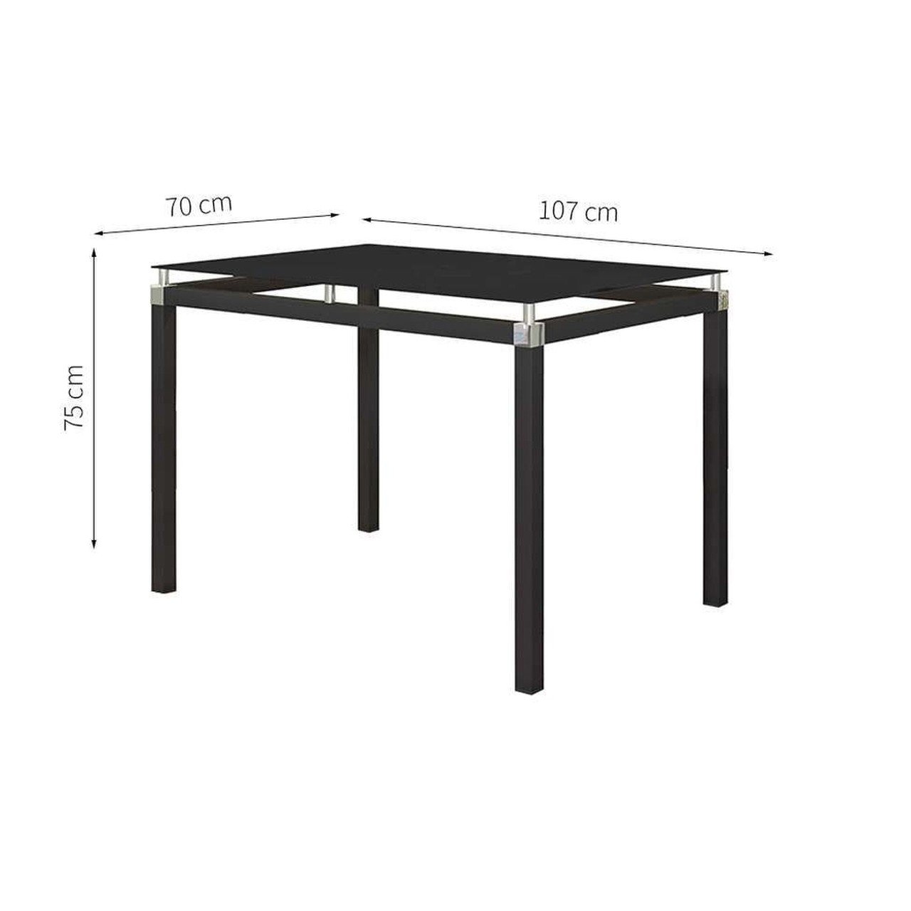 Jogo de Mesa de Cozinha Malva Preto 107 X 70 cm Com 4 Cadeiras 118 Assento Preto - 4