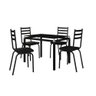 Jogo de Mesa de Cozinha Malva Preto 107 X 70 cm Com 4 Cadeiras 118 Assento Preto - 1