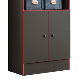 Armário Gamer 2 Portas Preto/Vermelho - Qmovi - 3