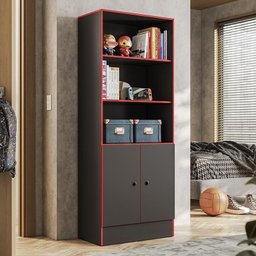 Armário Gamer 2 Portas Preto/Vermelho - Qmovi - 2