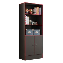 Armário Gamer 2 Portas Preto/Vermelho - Qmovi - 1