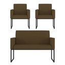 Ver imagem 1 de Kit Sofá 2 Lugares + 2 Poltronas para Recepção Sala Balaqui Cor:marrom Marrom