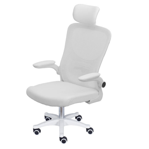 Cadeira Escritório Giratória Nr-17 Presidente Bogotá Or Design Tela Mesh Branca Base Branco Rodí
