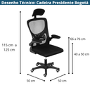 Ver imagem 4 de Cadeira Escritório Giratória Nr-17 Presidente Bogotá Or Design Tela Mesh Branca Base Branco Rodí
