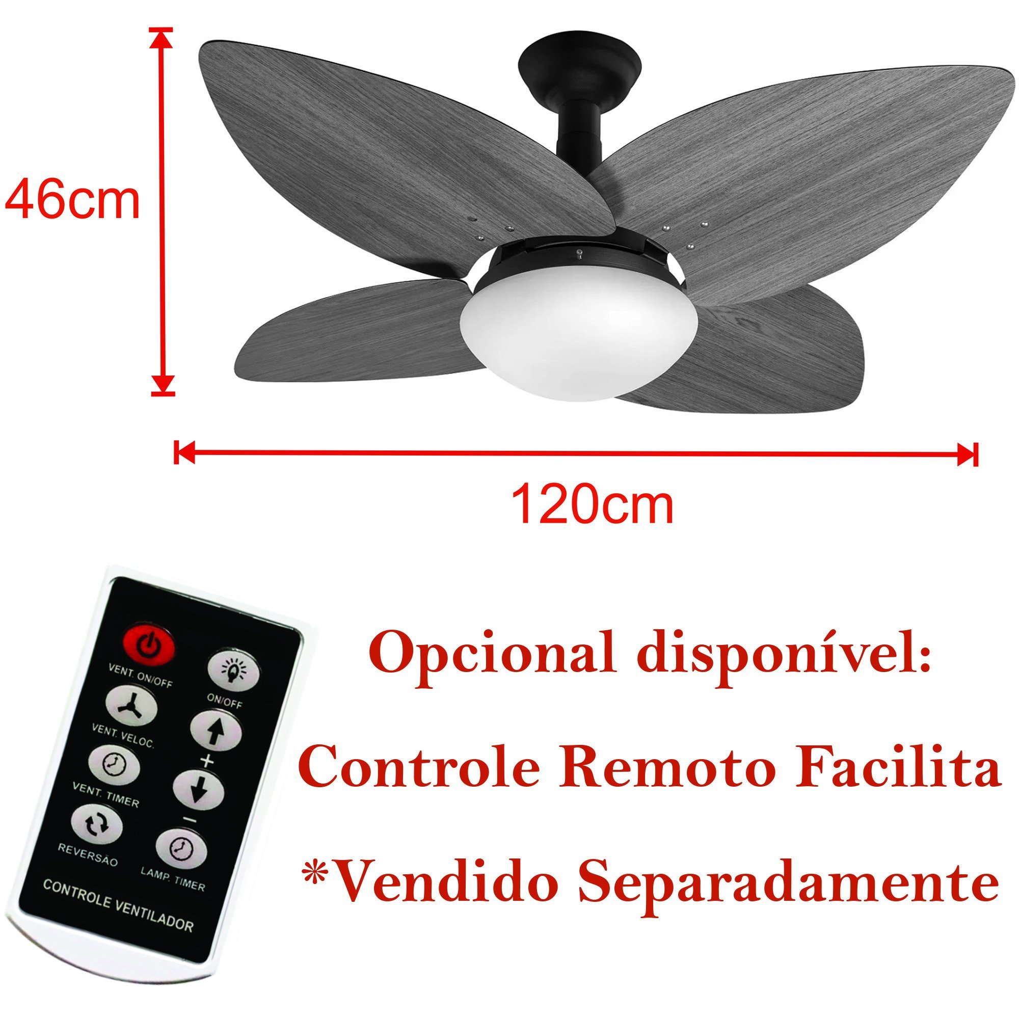 Ventilador de Teto Jet Aspen Venti-Delta Branco Rattan Marrom 220V - 4