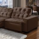 Ver imagem 2 de Sofá Retrátil Reclinável 7 Lugares 350cm com Pillow Veludo Marrom Alasca Megasul