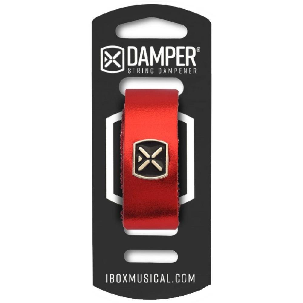 Damper Ibox em Couro Legitimo e Tag em Metal Vermelho Metalico Dmmd04