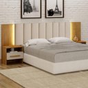 Ver imagem 3 de Cabeceira Box Casal Odessa com 2 Mesas de Cabeceira com LED Cinamomo Fendi - Novo Horizonte