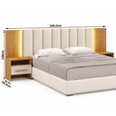 Ver imagem 2 de Cabeceira Box Casal Odessa com 2 Mesas de Cabeceira com LED Cinamomo Fendi - Novo Horizonte