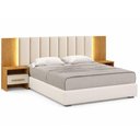 Ver imagem 1 de Cabeceira Box Casal Odessa com 2 Mesas de Cabeceira com LED Cinamomo Fendi - Novo Horizonte