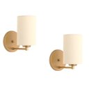 Ver imagem 1 de Kit2 Arandelas Dourada Cúpula Tecido Cru Quarto Cabeceira.