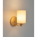 Ver imagem 3 de Kit2 Arandelas Dourada Cúpula Tecido Cru Quarto Cabeceira.