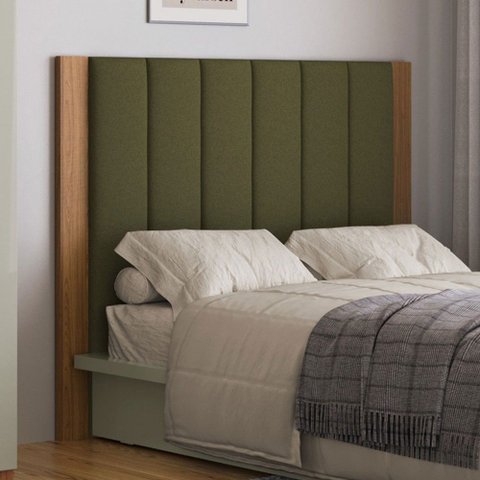 Cabeceira Casal Estofada Tw194 Freijó/verde - Dalla Costa