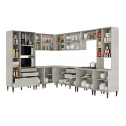 Cozinha de Canto Modulada New 233/311x214 Cm Balcão Tampo Armário Nicho Forno MDP Legno - ClickLar - 2