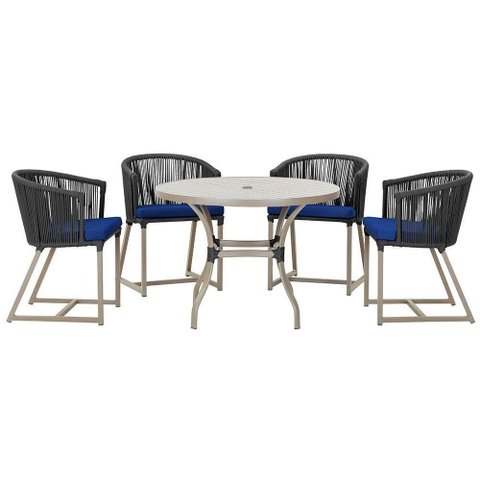 Mesa com 4 Cadeiras e Noronha Estofado 10 Trama Original Preto