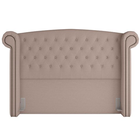 Cabeceira Cama Box Queen com Tachas 160 cm Sofia P05 Linho Bege Areia - Lyam Decor