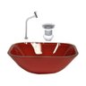 Cuba de Vidro Quadrada 35cm Vermelho + Valvula + Torneira - 1