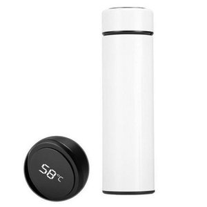 Garrafa Térmica Inox a Vácuo Termômetro Display Led 500 Ml - Branco