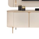 Ver imagem 5 de Painel Trento Ripado c/ Bancada Ariana 100%MDF 2.75x2.40 Mts p/ TV Ate 75 pol-Off/Freijo -Dj Moveis