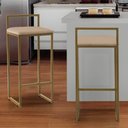 Ver imagem 2 de Banqueta Alta Estofada Suede Pietra Base Dourada House:bege