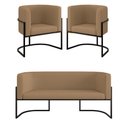 Ver imagem 1 de Kit 2 Poltronas Sofá 2 Lugares Base de Metal Black Veludo Capuccino