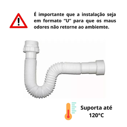 Sifão Branco Ajustável Universal Sanfonado - 3