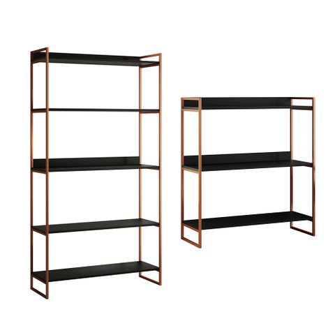 Kit Industrial Estante Guaecá 180x95 e Aparador Industrial 3 Prateleiras Córdoba 100x95 Cobre/preto
