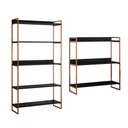Ver imagem 1 de Kit Industrial Estante Guaecá 180x95 e Aparador Industrial 3 Prateleiras Córdoba 100x95 Cobre/preto