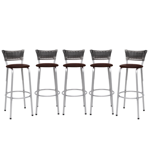 Kit 5 Banquetas Alta Vime Junco Degradê Sacada Àrea Gourmet Balcão Ilha Bancada bar piscina Cozinha