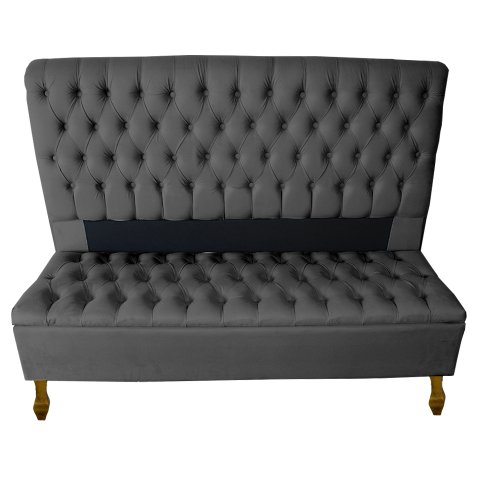 Cabeceira e Recamier Iza para Cama Box Casal Queen 1.60 - Suede - Sv Decor: Cinza Escuro