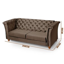 Sofá Para Barbearia 4 Lugares 2,60M Chesterfield Sued Marrom Shop JM - 4