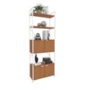 Ver mais imagens de Estante de Livros Industrial em Aço 4 Portas 2 Prateleiras 202x72cm Canela/Branco Brilho