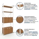 Ver imagem 5 de Estante de Livros Industrial em Aço 4 Portas 2 Prateleiras 202x72cm Canela/Branco Brilho