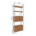 Ver imagem 3 de Estante de Livros Industrial em Aço 4 Portas 2 Prateleiras 202x72cm Canela/Branco Brilho