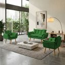 Ver imagem 1 de Kit Namoradeira Decorativa e 2 Poltronas Confortável para Sala Recepção Manicure Alice Suede