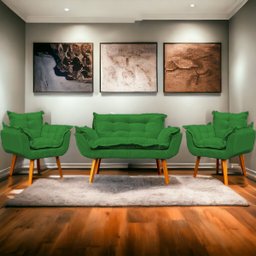 Kit Namoradeira Decorativa + 2 Poltronas Reforçadas Para Amamentação Suede - 1