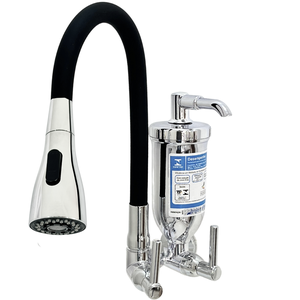 Torneira Cozinha Filtro Parede Gourmet Preta Flexivel 1/4vol:cromado