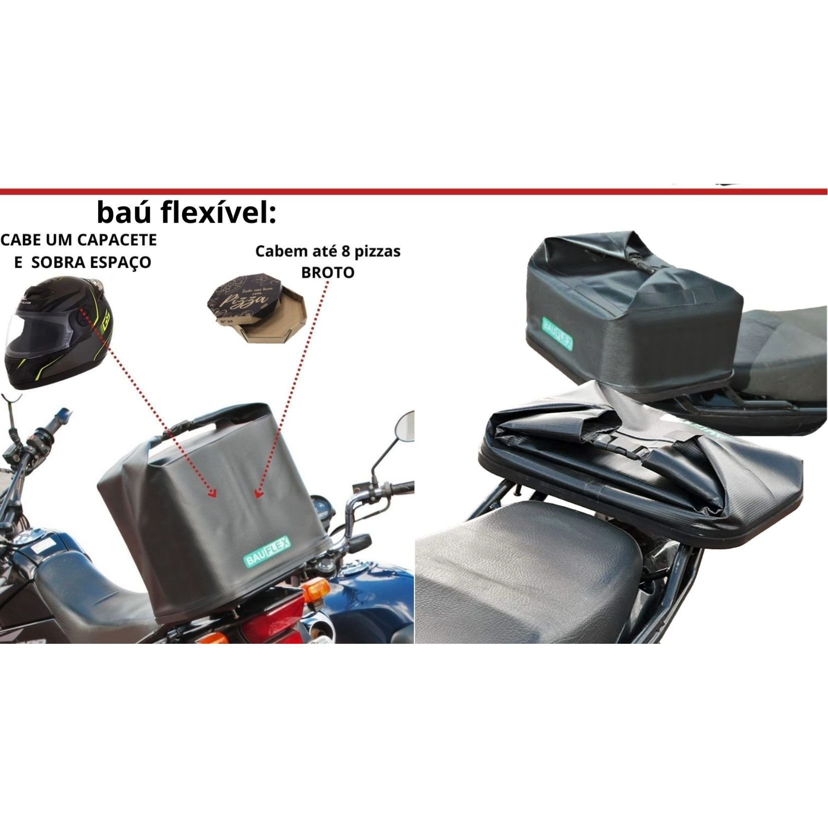 ALFORGE PARA MOTO 60L + BAÚFLEX + BOLSA TANQUE - 4