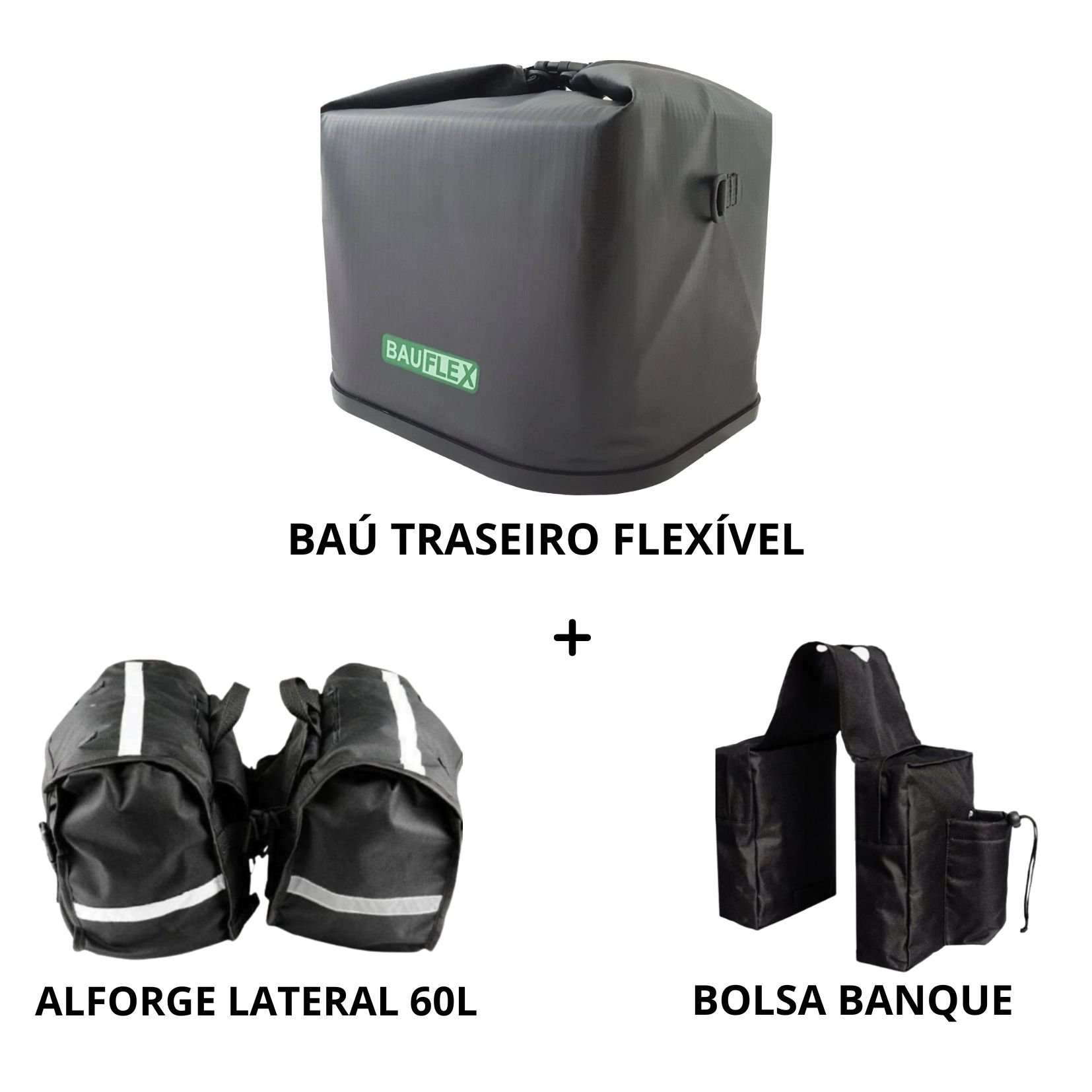 ALFORGE PARA MOTO 60L + BAÚFLEX + BOLSA TANQUE - 2