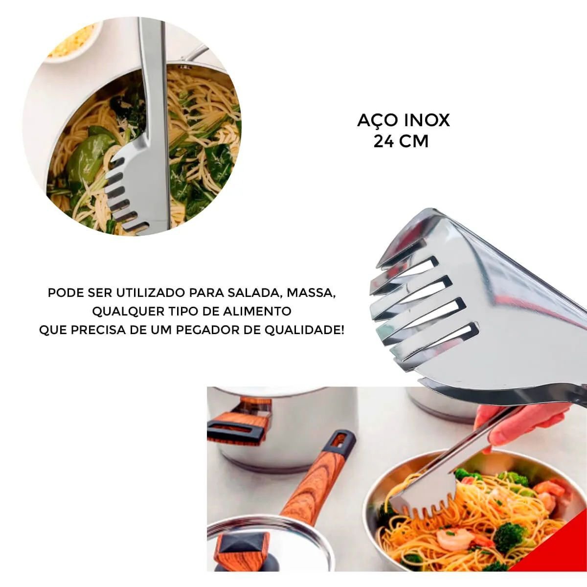 Pegador Tasty Para Massas Macarrão Miojo Inox Cozinha Luxo - 4