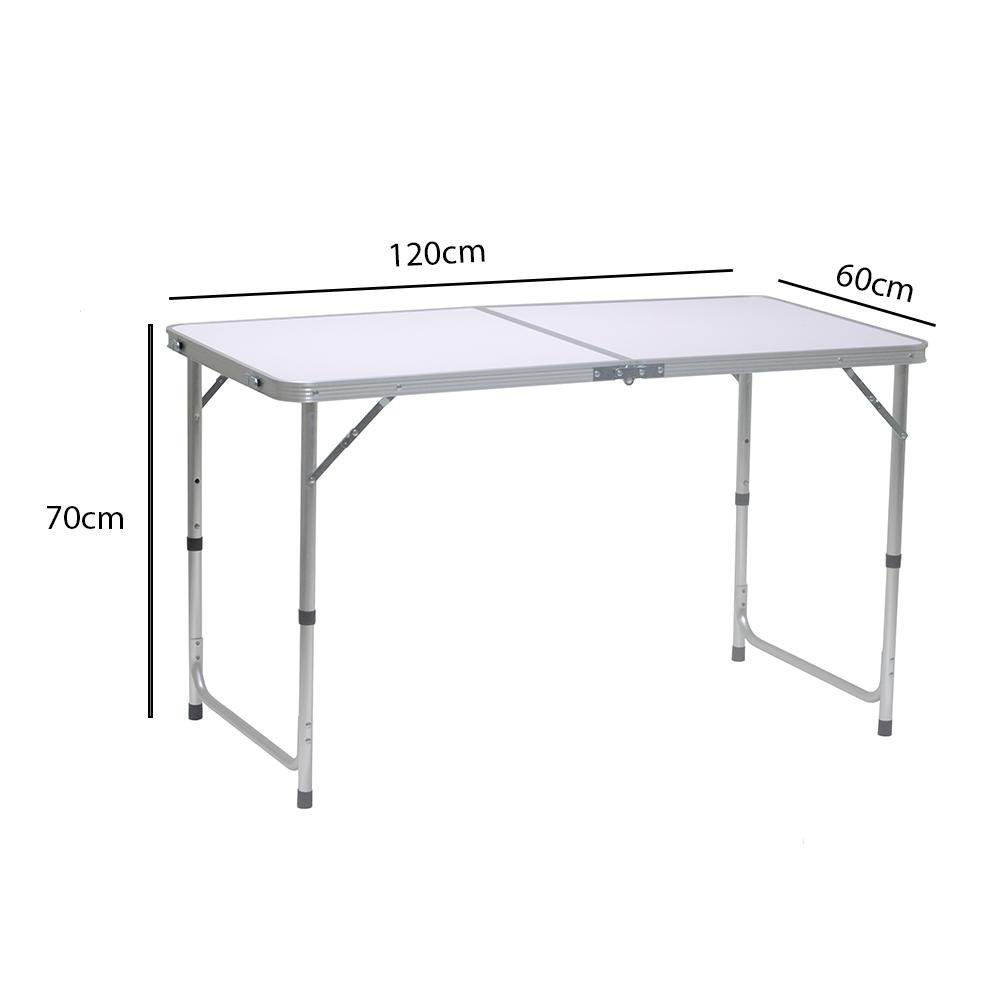 Mesa Dobrável Portátil De Alumínio Com Tampo De Mdf Que Vira Maleta Para Camping 120X60cm Branco - 3