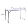 Mesa Dobrável Portátil De Alumínio Com Tampo De Mdf Que Vira Maleta Para Camping 120X60cm Branco - 3