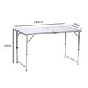 Ver imagem 3 de Mesa Dobrável Portátil De Alumínio Com Tampo De Mdf Que Vira Maleta Para Camping 120X60cm Branco