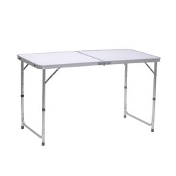 Mesa Dobrável Portátil De Alumínio Com Tampo De Mdf Que Vira Maleta Para Camping 120X60cm Branco - 2