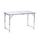 Ver imagem 2 de Mesa Dobrável Portátil De Alumínio Com Tampo De Mdf Que Vira Maleta Para Camping 120X60cm Branco