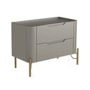 Ver imagem 2 de Mesa de Cabeceira Bend 2 Gavetas Incolar Grigio com Pé Dourado